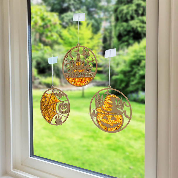 Jack-O'-Lantern Halloween Amber Suncatcher / Magnet