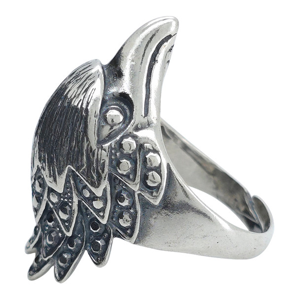 Oxidized Sterling Silver Eagle Adjustable Ring