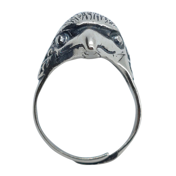Oxidized Sterling Silver Eagle Adjustable Ring