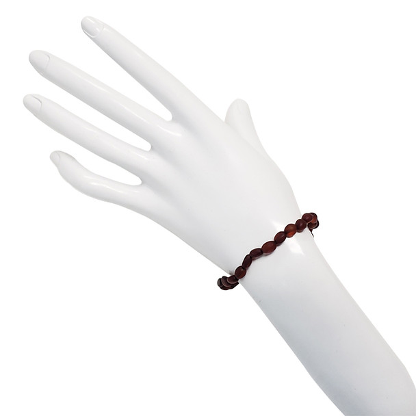 Matte Cherry Amber Beaded Stretch Bracelet