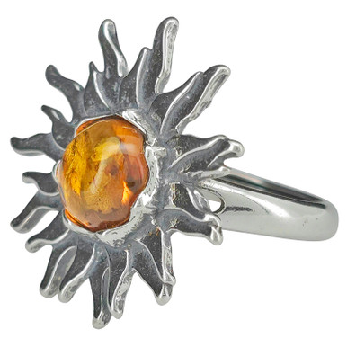 Cognac Amber Adjustable Sun Ring - Amberman