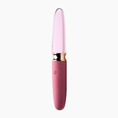 10X Rose Dual Ended Smooth Silicone And Glass Vibrator