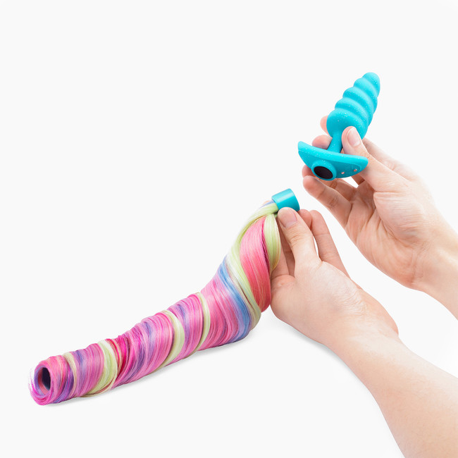 b-Vibe Unicorn Anal Plug with Removable Rainbow Tail