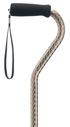 Laser Cut Scallop Brown Offset Walking Cane Exquisite Canes