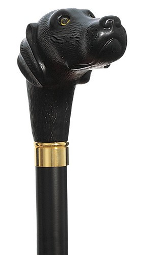 Black Lab Dog Head Walking Cane Crafted In Italy Exquisite Canes