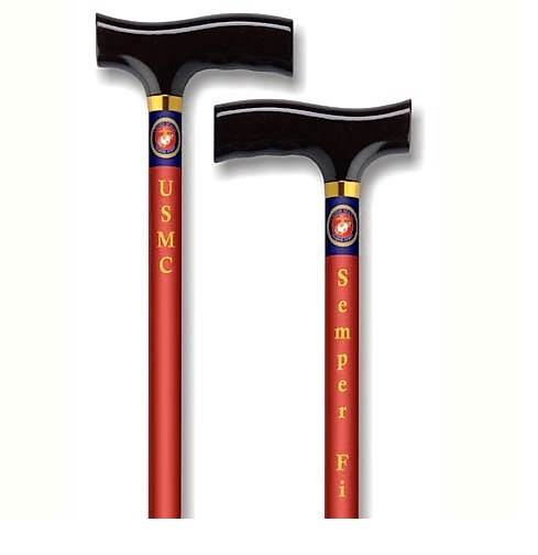 USMC US Marines Adjustable Red Shaft Walking CaneUSA Support