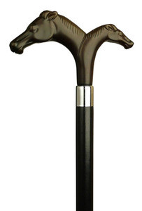 European Mare and Foal Horse Head Handle Walking Cane Exquisite Canes