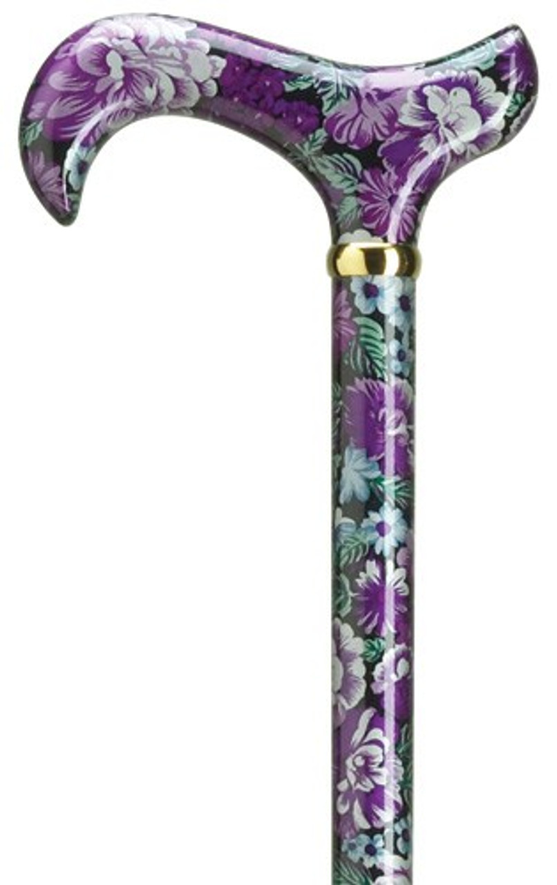 Purple Pansies Ladies Floral Walking Cane Exquisite Canes 2602