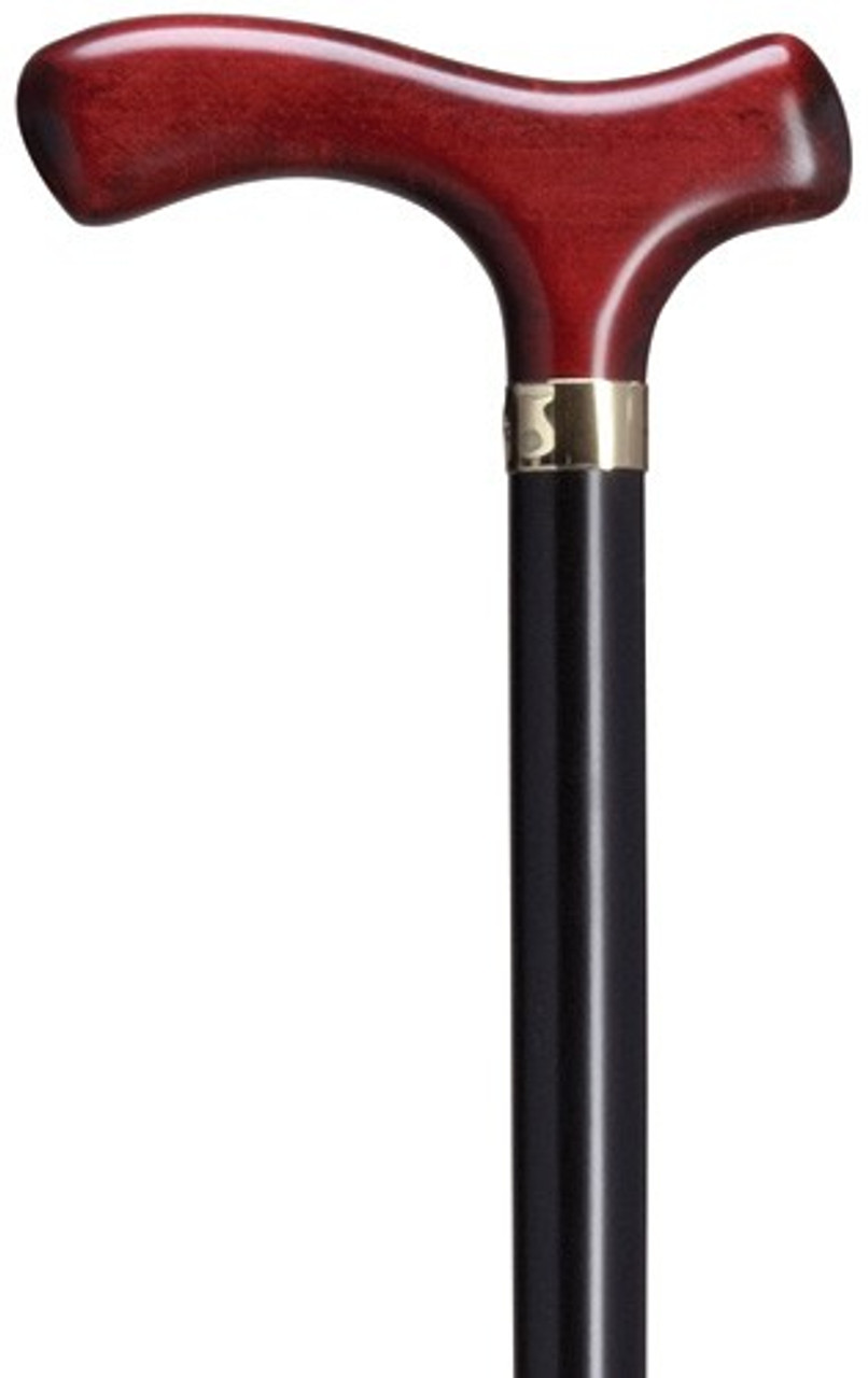 Men's Two Tone Burgundy Fritz Handle on Black Shaft Cane