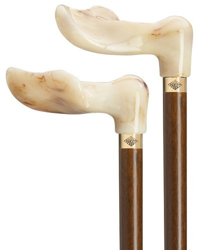 Extra Tall Palm Grip White Marbelized Walking Cane Exquisite Canes