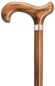 Mens Scorched Derby Handle Cane with Brass Band Mens Scorched Derby Handle Cane with Brass Band