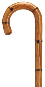 Crook Handle Manilla With Bamboo Carving Cane Crook Handle Manilla With Bamboo Carving Cane