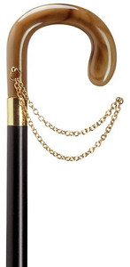 Ladies European Walking Cane With Horn Crook Handle Cane and Gold Chain Ladies European Walking Cane With Horn Crook Handle Cane and Gold Chain