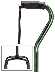 Ladies Offset Adjustable Green Granite Quad Cane Ladies Offset Adjustable Green Granite Quad Cane