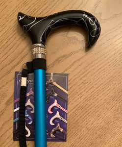 Ladies Black & Blue Pearl Diamond Designer Adjustable Cane Ladies Black & Blue Pearl Diamond Designer Adjustable Cane