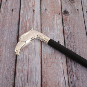 Silver Plated Brass Eagle Handle Walking Cane Silver Plated Brass Eagle Handle Walking Cane
