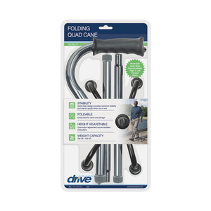 Drive Medical Folding Quad Cane, Small Base, Charcoal (RTL10310FCH) Drive Medical Folding Quad Cane, Small Base, Charcoal (RTL10310FCH)