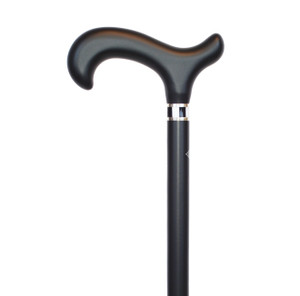 Art Deco Collar Matte Black Wood Men's Walking Cane