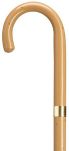 Solid Northern Ash Men's Crook Handle with Gold plated Band Malacca Finish Walking Cane