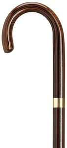 Premium Northern Ash Crook Handle with Gold plated Band Ebony Finish Walking Cane