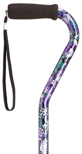 Ladies Offset Purple Floral Walking Cane Ladies Offset Purple Floral Walking Cane