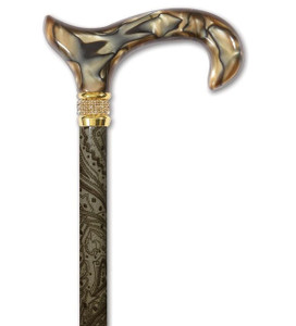 Brown Paisley Pearl Diamond Designer Adjustable Cane Brown Paisley Pearl Diamond Designer Adjustable Cane