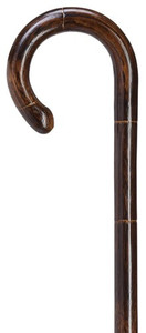 Solid Oak Crook Handle Stepped and Scorched Cane Solid Oak Crook Handle Stepped and Scorched Cane