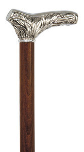 Acanthus Silver Plated Handle Black Shaft Cane