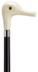 Faux Ivory Duck Head With Glass Eye Walking Cane Faux Ivory Duck Head With Glass Eye Walking Cane