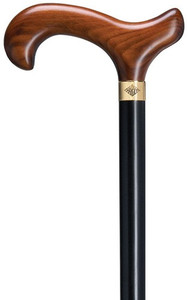 Men's Scorched Cherry Stain Derby Handle on Black Shaft Cane