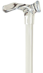 Clear Lucite Contour Handle Walking Cane-Left Hand Clear Lucite Contour Handle Walking Cane-Left Hand