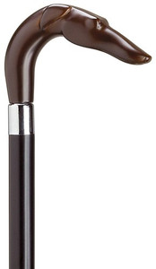 Brown Russian Hound Dog L Shape Handle Cane