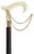 European Ladies Ivory Derby Handle Cane With Gold Chain European Ladies Ivory Derby Handle Cane With Gold Chain