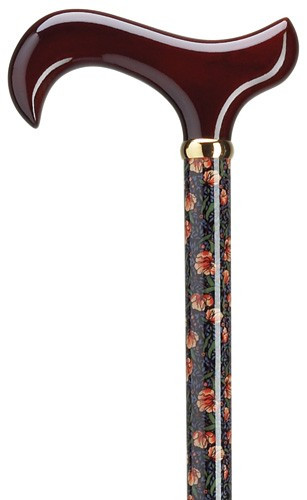 Midnight Mums Ladies Floral Print Walking Cane Exquisite Canes