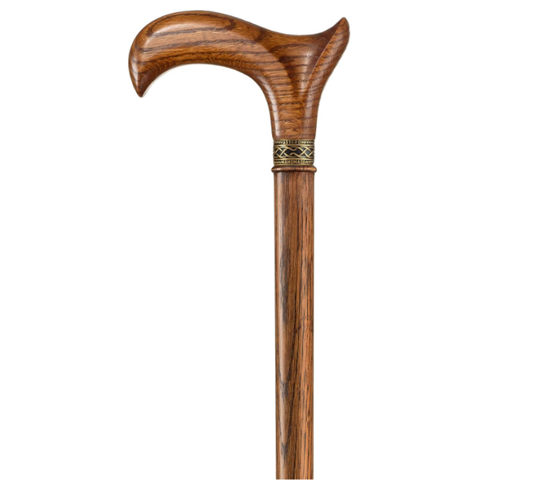 Asterom Handmade Ergonomic Walking Cane for Men - Stylish Derby Oak Wood Cane-Caramel