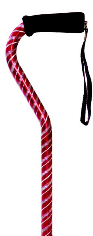 Laser Cut Red Offset Handle Walking Cane for Ladies