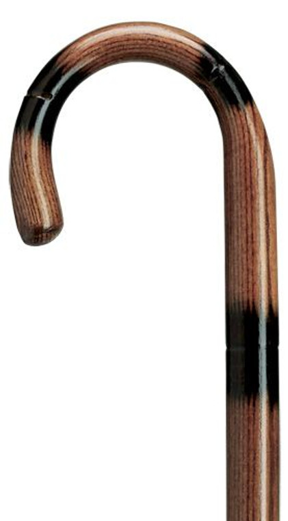 Men's Crook Handle Stepped and Scorched Walnut Walking Cane