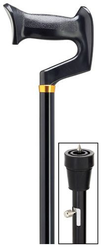 Orthopedic Handle Height Adjustable Walking Cane with Ice Pick-Black