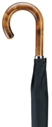 Black Umbrella with Scorched Maple Wood Crook Handle