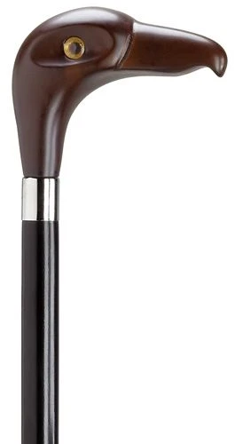 Made in Italy Brown Eagle Head Walking Cane With Glass Eyes