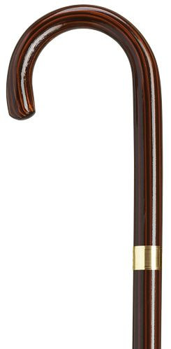 Northern ash Men's Crook Handle with Glod plated Band Castania Finish Walking Cane