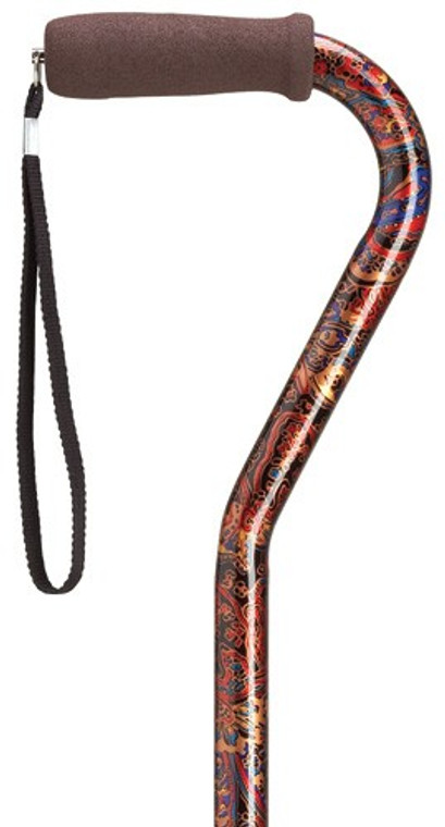 Ladies Offset Adjustable Paisley Walking Cane