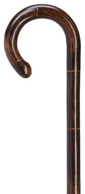 Solid Oak Crook Handle Stepped and Scorched Cane