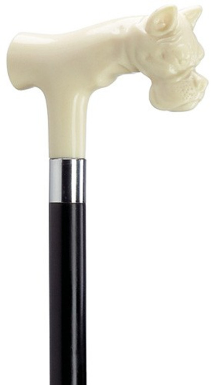Decorative European Bull Dog Head Ivory Derby Handle Cane