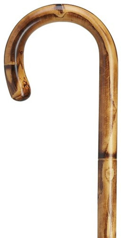 Ladies Crook Maple Stepped and Scorched Walking Cane