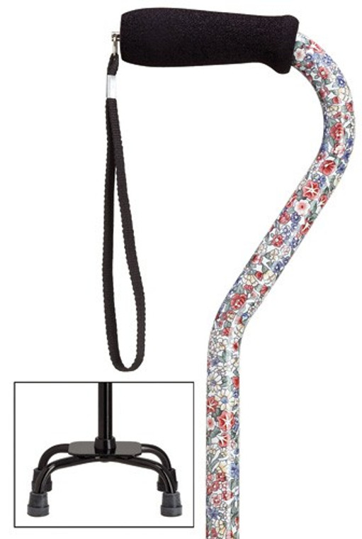 Ladies Wildflowers Print Quad Cane