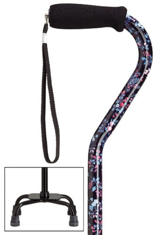 Ladies Blackberry Print Quad Cane