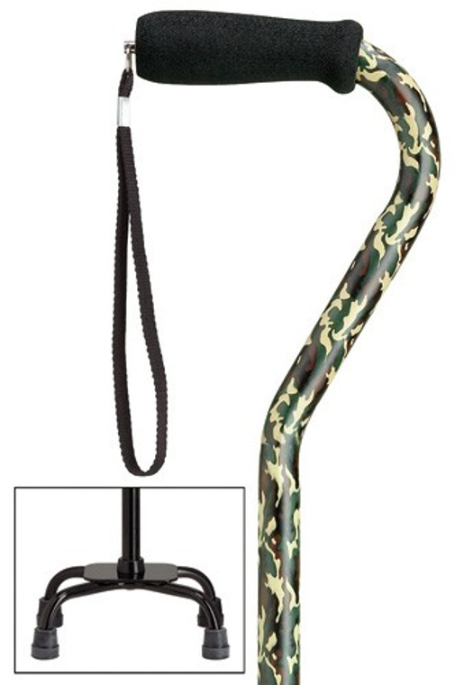 Unisex Camouflage Print Small Quad Base Cane