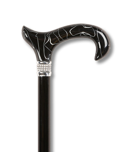 Ladies Black Pearl Diamond Designer Adjustable Cane Exquisite Canes
