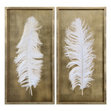 Uttermost White Feathers Gold Shadow Box S/2